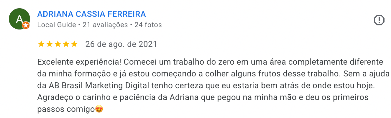 Avaliação de Adriana Cássia Ferreira no Google
